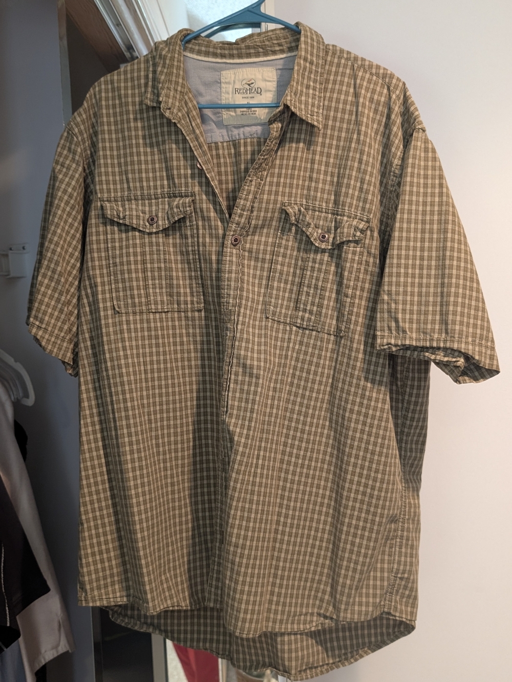 RedHead Men's XL 100% Cotton Plaid Outdoor Fishing Shirt